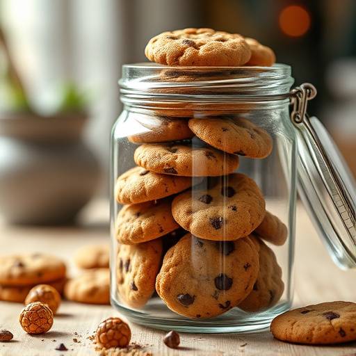 A colorful assortment of homemade cookies in a glass jar.