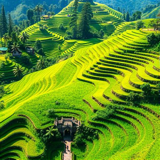 Lush green rice terraces in Ubud, Bali, Indonesia